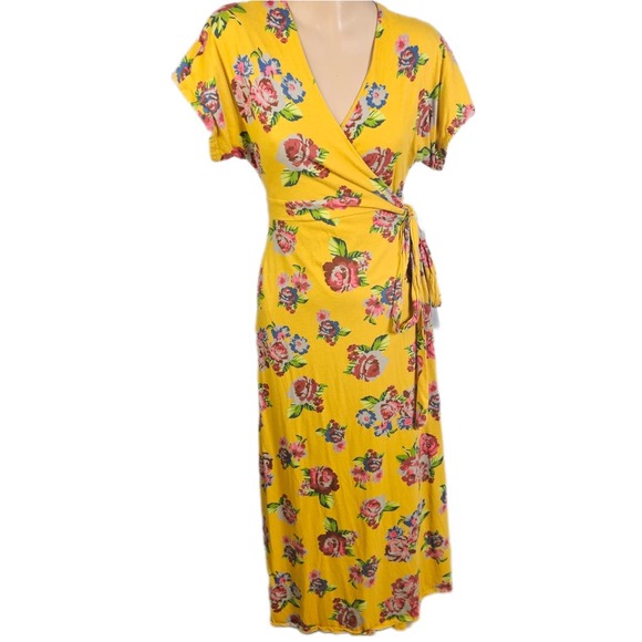 Matilda Jane Dresses & Skirts - Matilda Jane Floral Dress Women's Small Yellow Maxi Wrap Summer Wear Ladies